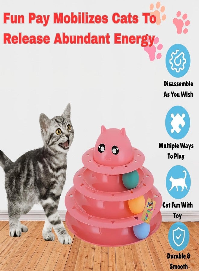 Western Era Cat 3 Level Toy - Engaging Multi-Tier Interactive Play Tower with Rolling Balls for Cats and Kittens, Promotes Mental Stimulation & Physical Activity, Durable Entertainment for Active Pet - Image 4